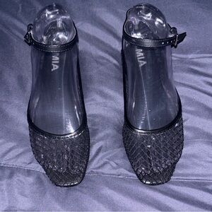 MIA Womens Roz Ankle Strap Ballet Flats Casual - Black Sz 6